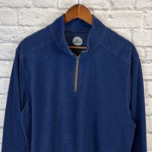 Life Is Good Mens Blue 1/4 Zip‎ Fleece Long Sleeve Pullover Sweater Size Large